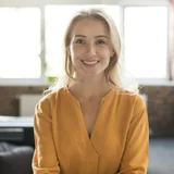 Illustrative portrait of a smiling woman