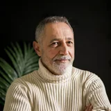 Illustrative portrait of a smiling older man